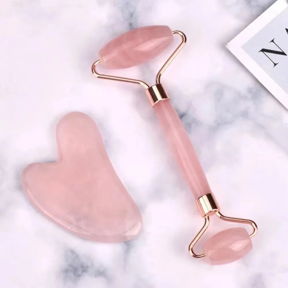 Set Gua Sha & Rouleau Quartz Rose